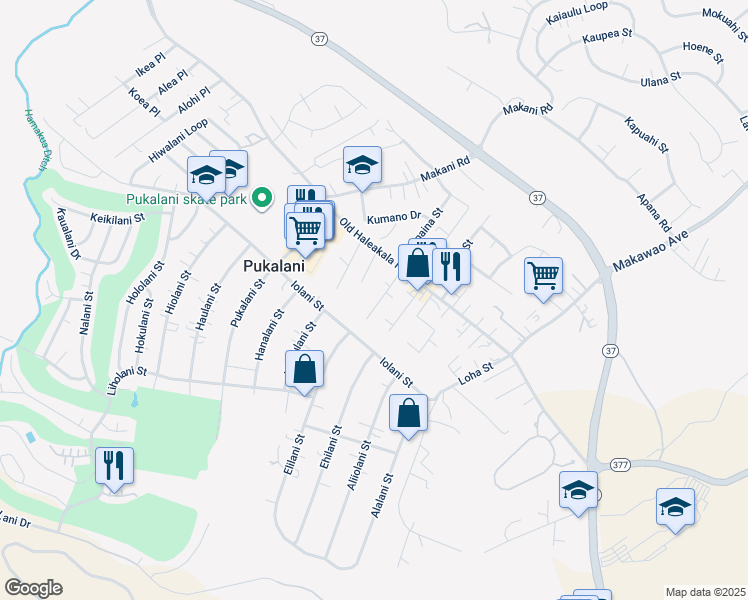 map of restaurants, bars, coffee shops, grocery stores, and more near 56 Haaheo Place in Makawao