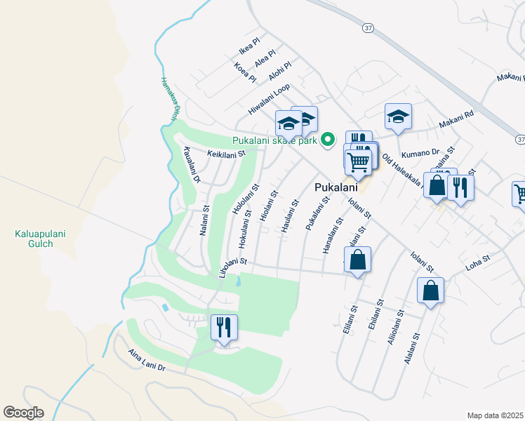 map of restaurants, bars, coffee shops, grocery stores, and more near 292 Hiolani Street in Makawao