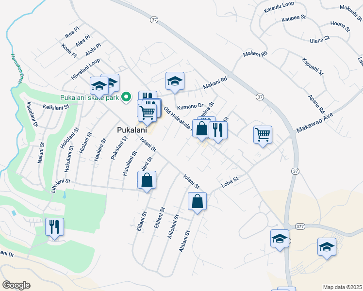 map of restaurants, bars, coffee shops, grocery stores, and more near 56 Haaheo Place in Makawao