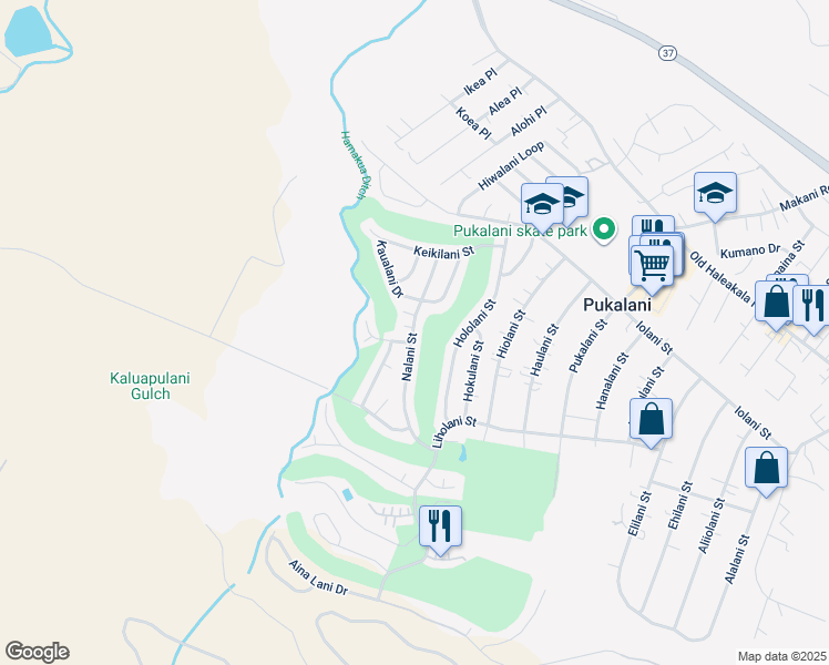 map of restaurants, bars, coffee shops, grocery stores, and more near 241 Nalani Street in Makawao