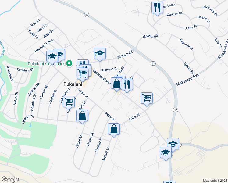 map of restaurants, bars, coffee shops, grocery stores, and more near 2A Kilakila Place in Makawao