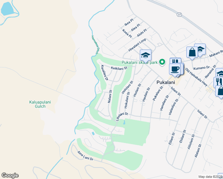map of restaurants, bars, coffee shops, grocery stores, and more near 241 Nalani Street in Makawao