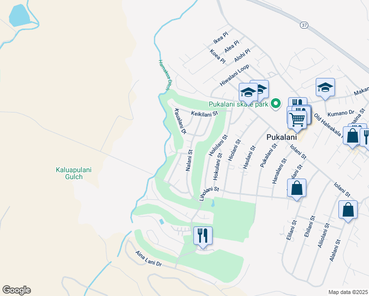 map of restaurants, bars, coffee shops, grocery stores, and more near 240 Nalani Street in Makawao