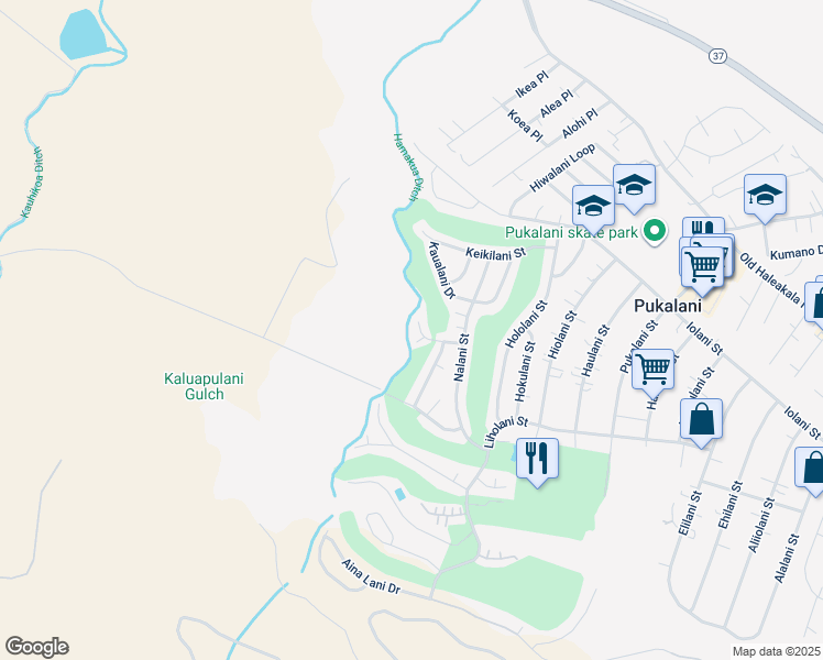 map of restaurants, bars, coffee shops, grocery stores, and more near 2740 Leolani Place in Makawao