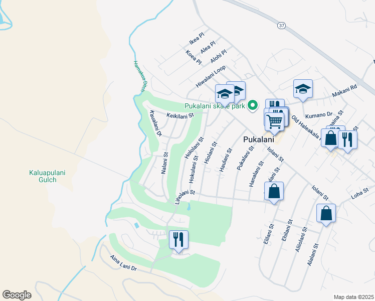 map of restaurants, bars, coffee shops, grocery stores, and more near 282 Hololani Street in Makawao