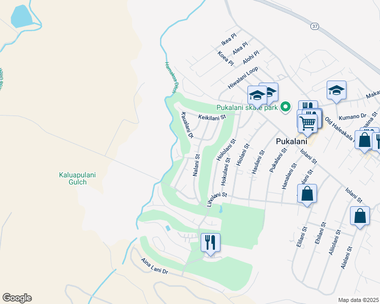 map of restaurants, bars, coffee shops, grocery stores, and more near 240 Nalani Street in Makawao