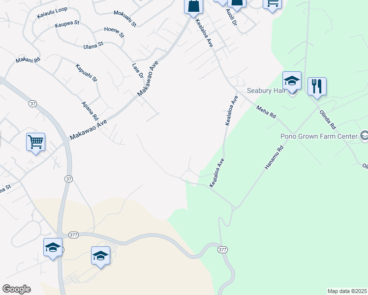 map of restaurants, bars, coffee shops, grocery stores, and more near 530 Kealaloa Avenue in Makawao