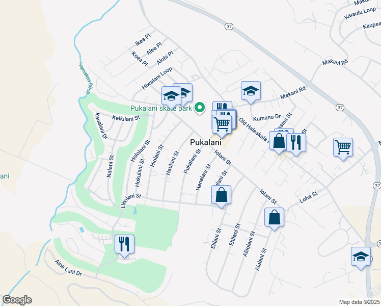 map of restaurants, bars, coffee shops, grocery stores, and more near 162 Pukalani Street in Makawao
