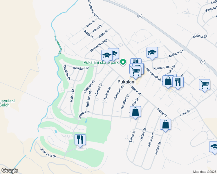 map of restaurants, bars, coffee shops, grocery stores, and more near 210 Haulani Street in Makawao