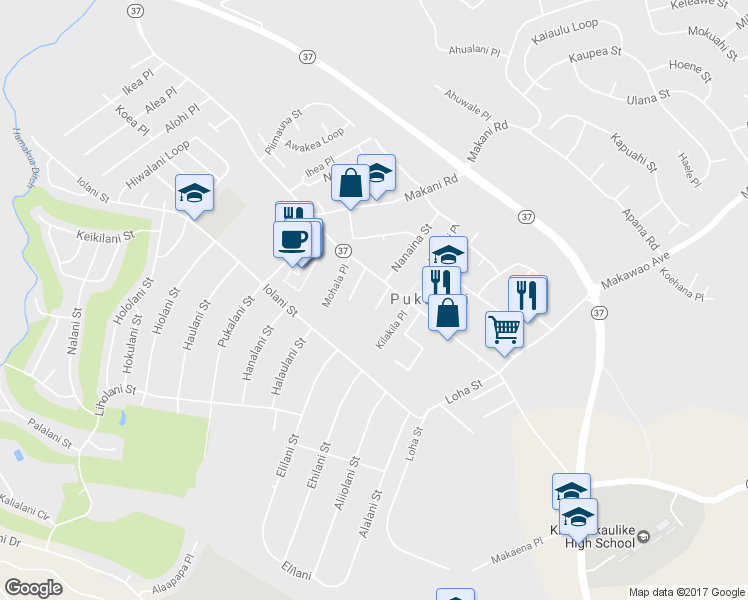 map of restaurants, bars, coffee shops, grocery stores, and more near 28 Haaheo Place in Makawao