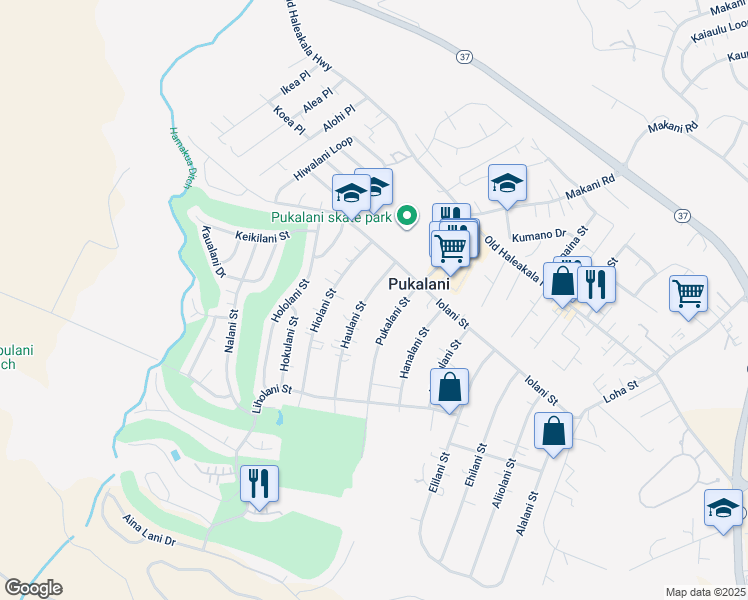 map of restaurants, bars, coffee shops, grocery stores, and more near 187 Haulani Street in Makawao