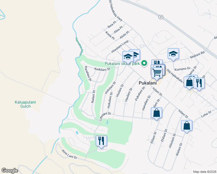 map of restaurants, bars, coffee shops, grocery stores, and more near 272 Hololani Street in Makawao