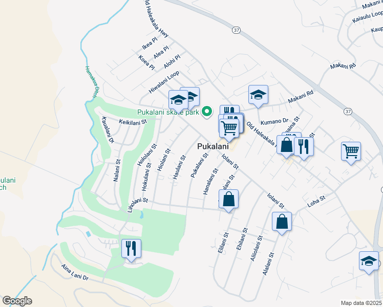 map of restaurants, bars, coffee shops, grocery stores, and more near 187 Haulani Street in Makawao