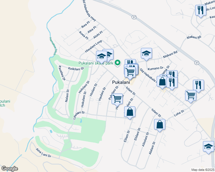map of restaurants, bars, coffee shops, grocery stores, and more near 187 Haulani Street in Makawao