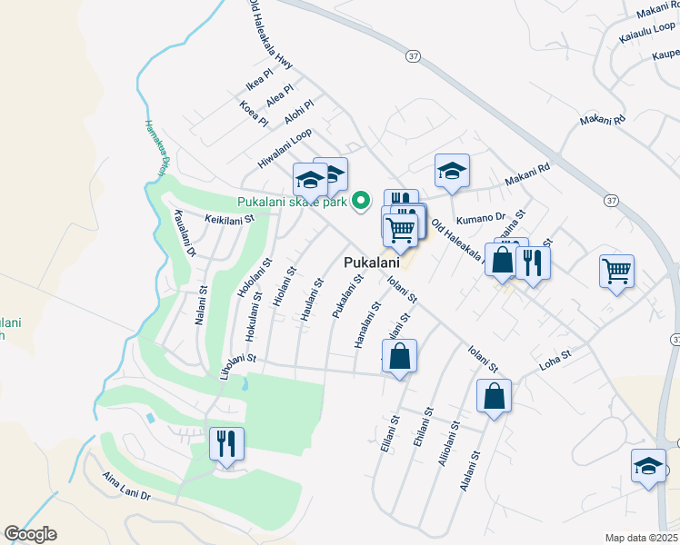 map of restaurants, bars, coffee shops, grocery stores, and more near 177 Haulani Street in Makawao