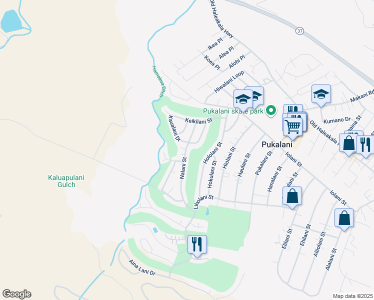 map of restaurants, bars, coffee shops, grocery stores, and more near 231 Nalani Street in Makawao