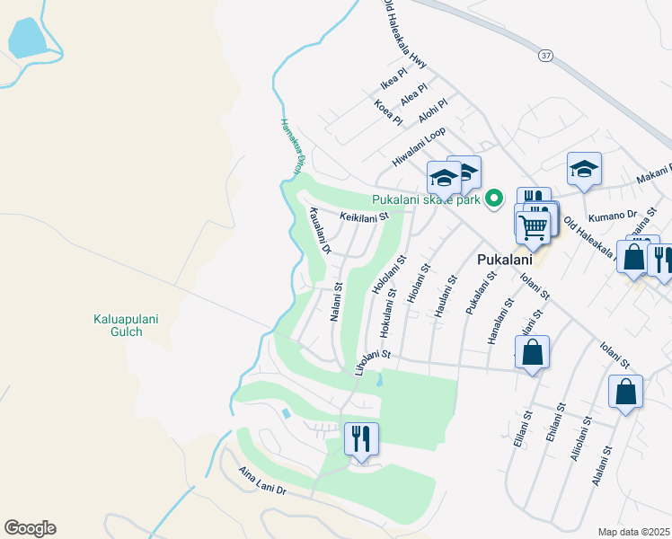 map of restaurants, bars, coffee shops, grocery stores, and more near 230 Nalani Street in Makawao