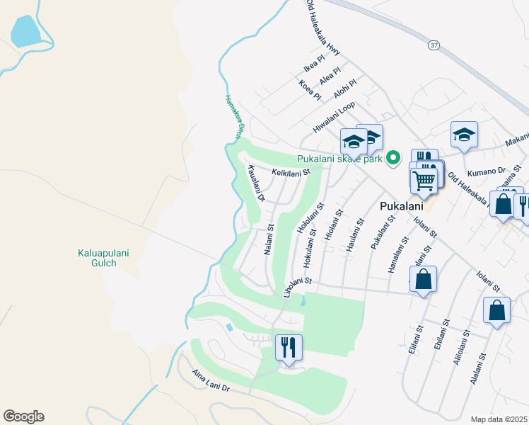 map of restaurants, bars, coffee shops, grocery stores, and more near 224 Nalani Street in Makawao
