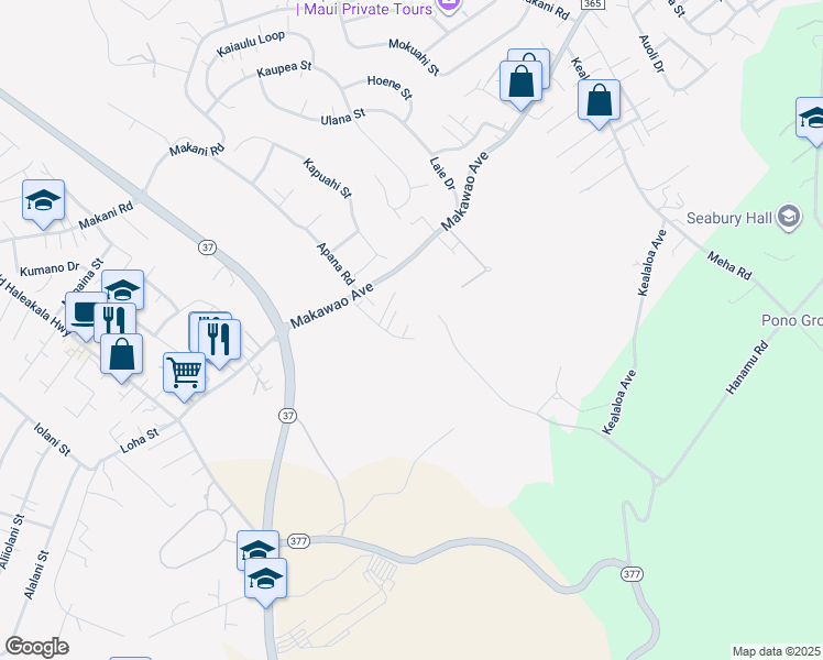 map of restaurants, bars, coffee shops, grocery stores, and more near 296 Olino Way in Makawao