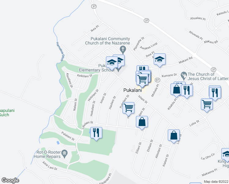 map of restaurants, bars, coffee shops, grocery stores, and more near 188 Haulani Street in Makawao