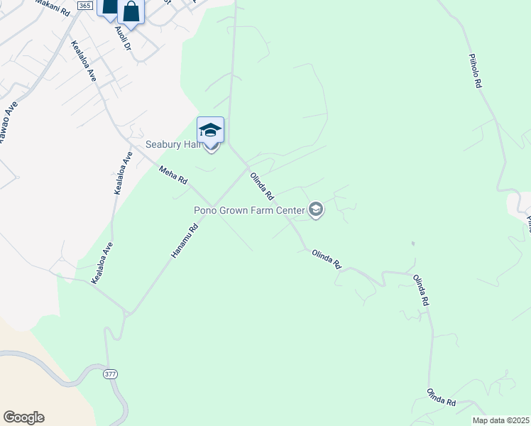 map of restaurants, bars, coffee shops, grocery stores, and more near 606 Olinda Road in Makawao