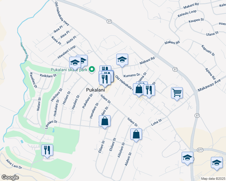 map of restaurants, bars, coffee shops, grocery stores, and more near 58 C Mohala Place in Makawao