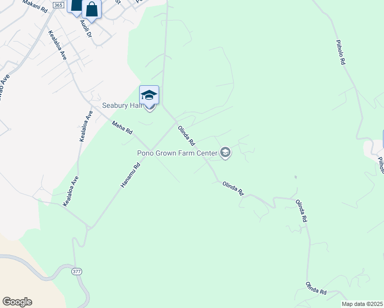 map of restaurants, bars, coffee shops, grocery stores, and more near 606 Olinda Road in Makawao