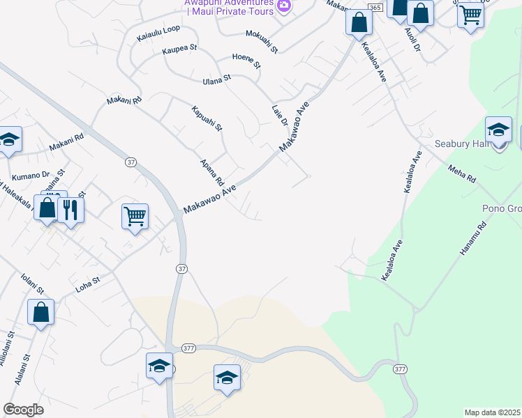 map of restaurants, bars, coffee shops, grocery stores, and more near 310 Olino Way in Makawao