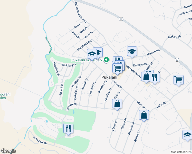map of restaurants, bars, coffee shops, grocery stores, and more near 178 Haulani Street in Makawao