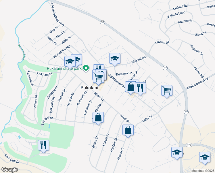 map of restaurants, bars, coffee shops, grocery stores, and more near 40 Mohala Place in Makawao