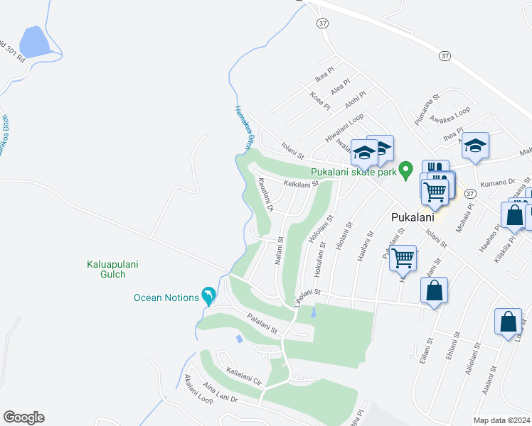 map of restaurants, bars, coffee shops, grocery stores, and more near 241 Kaualani Drive in Makawao
