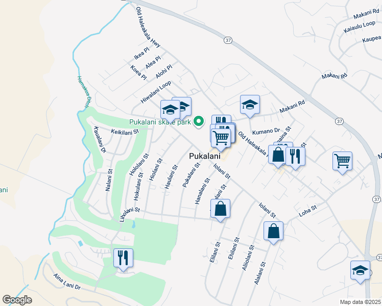 map of restaurants, bars, coffee shops, grocery stores, and more near 145 Haulani Street in Makawao