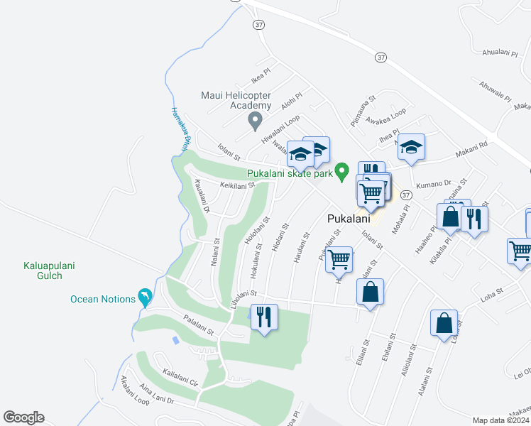 map of restaurants, bars, coffee shops, grocery stores, and more near 236 Hololani Street in Makawao