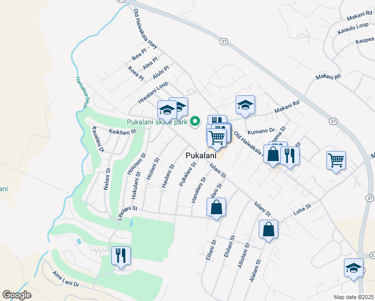 map of restaurants, bars, coffee shops, grocery stores, and more near 145 Haulani Street in Makawao