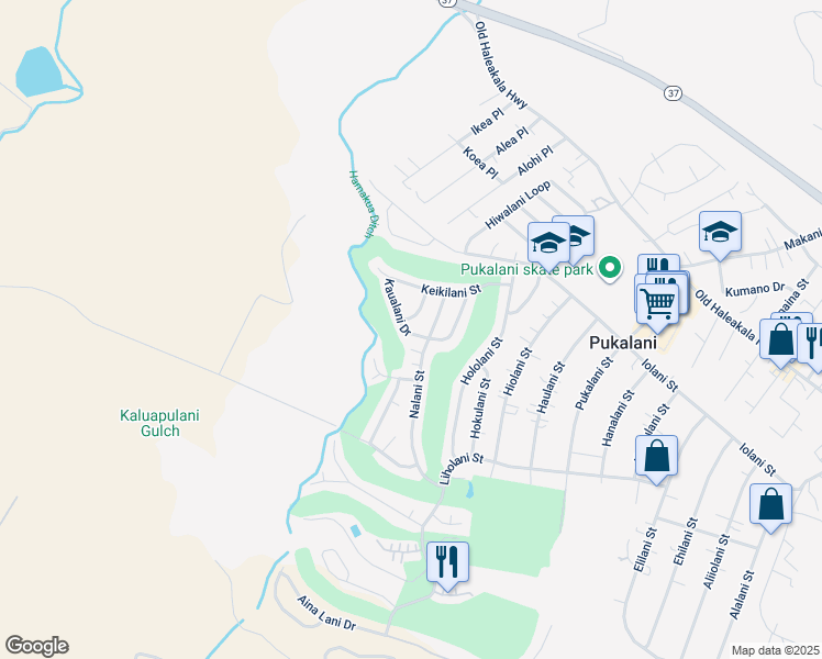 map of restaurants, bars, coffee shops, grocery stores, and more near 236 Kaualani Drive in Makawao