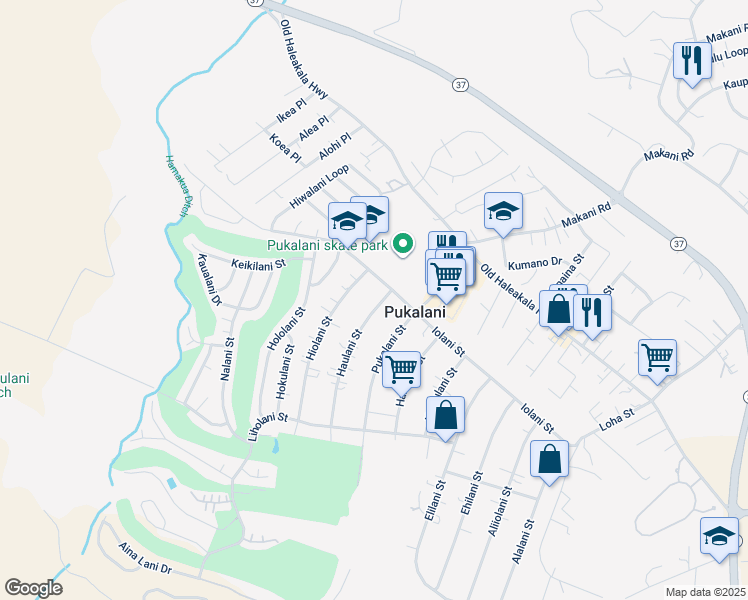 map of restaurants, bars, coffee shops, grocery stores, and more near 158 Haulani Street in Makawao
