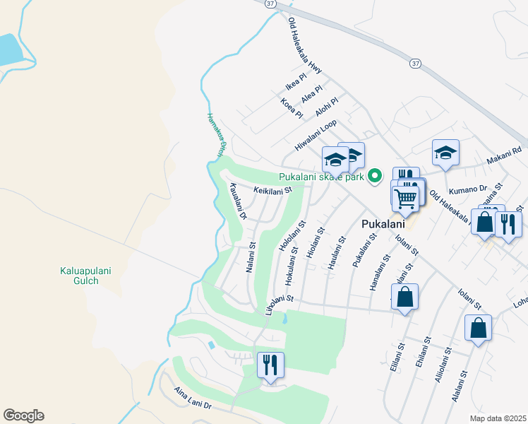 map of restaurants, bars, coffee shops, grocery stores, and more near 195 Nalani Street in Makawao