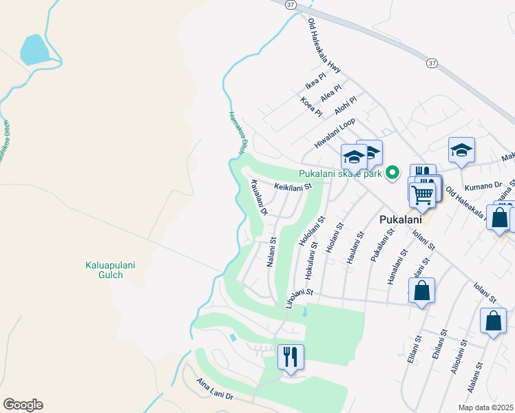 map of restaurants, bars, coffee shops, grocery stores, and more near 249 Kaualani Drive in Makawao