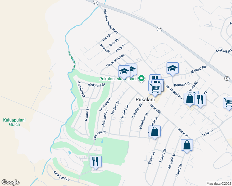 map of restaurants, bars, coffee shops, grocery stores, and more near 201 Alohilani Street in Makawao