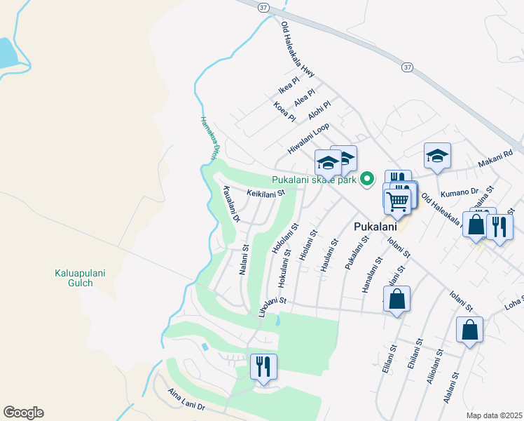 map of restaurants, bars, coffee shops, grocery stores, and more near 195 Nalani Street in Makawao
