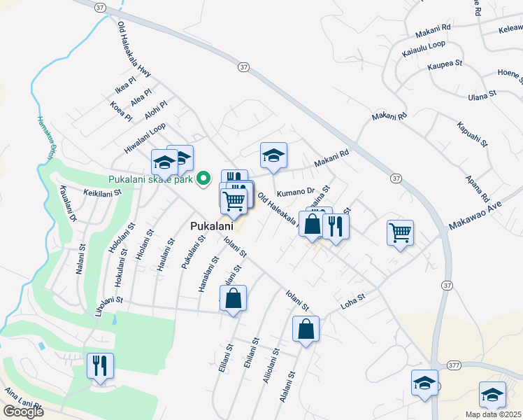 map of restaurants, bars, coffee shops, grocery stores, and more near 10 Mohala Place in Makawao