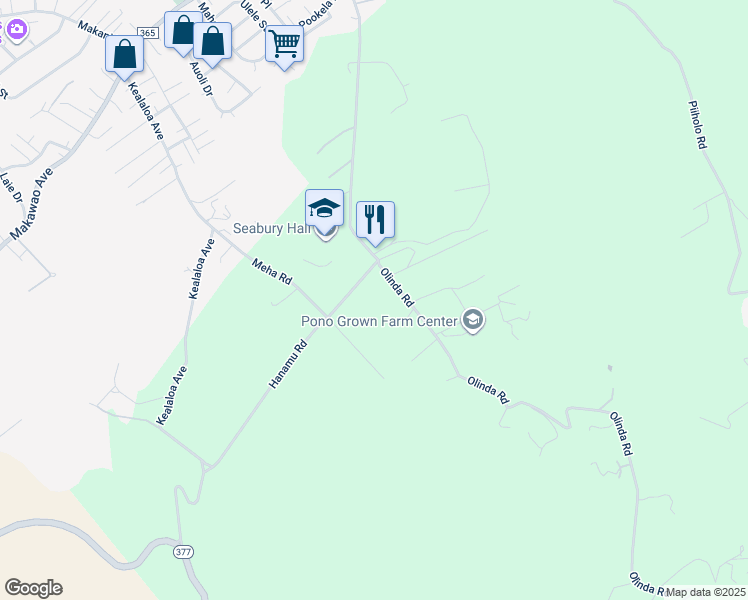 map of restaurants, bars, coffee shops, grocery stores, and more near 31 Hanamu Road in Makawao