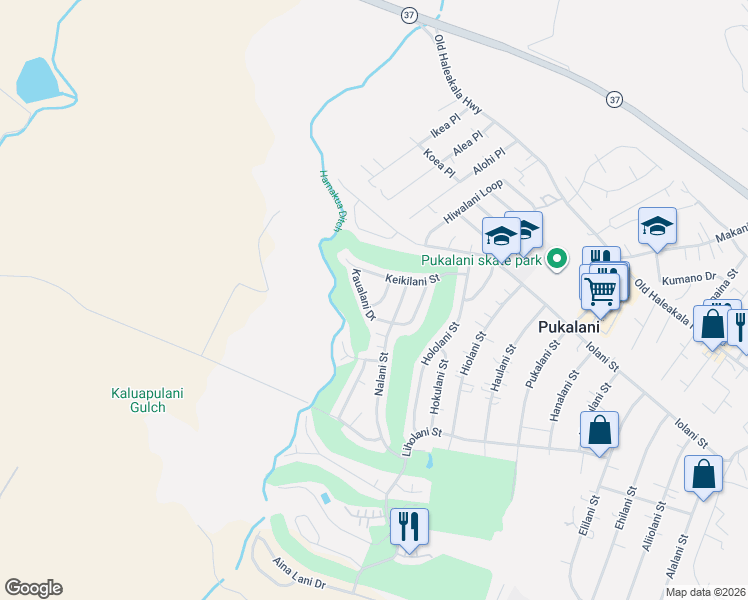 map of restaurants, bars, coffee shops, grocery stores, and more near 222 Keolalani Street in Makawao
