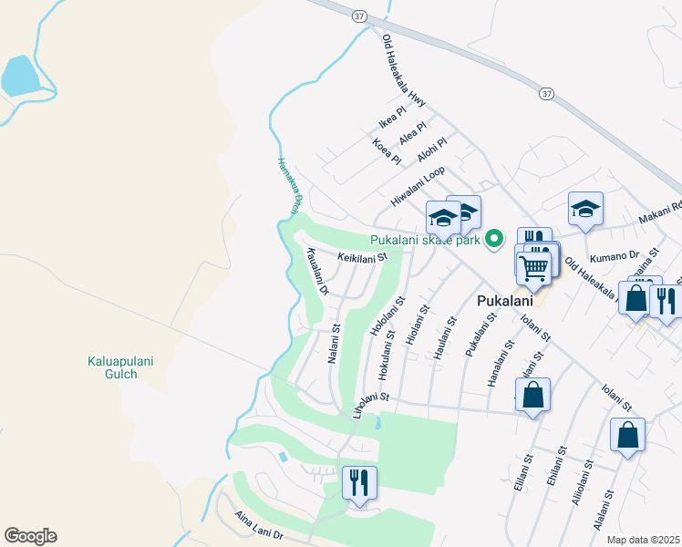map of restaurants, bars, coffee shops, grocery stores, and more near 201 Keolalani Street in Makawao