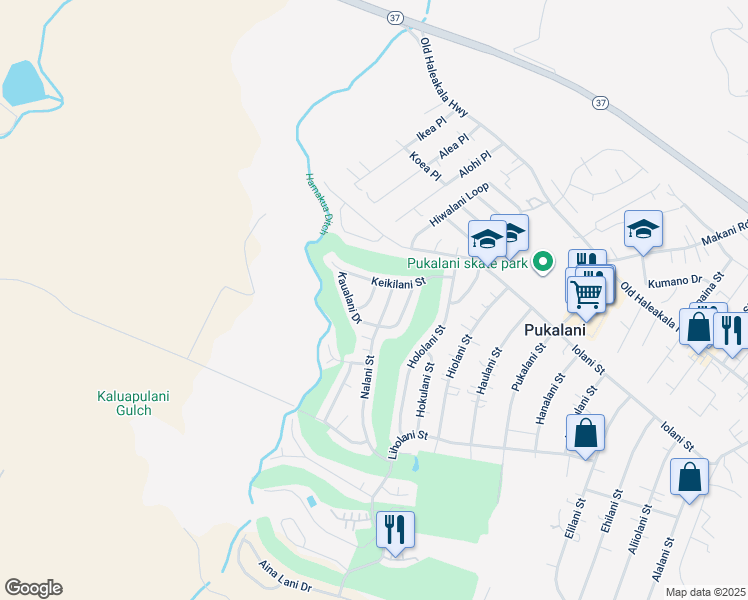 map of restaurants, bars, coffee shops, grocery stores, and more near 201 Keolalani Street in Makawao