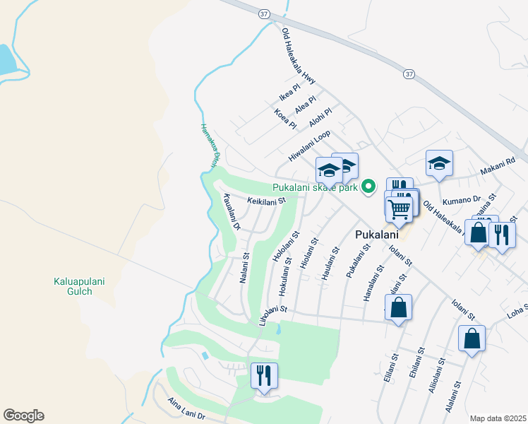 map of restaurants, bars, coffee shops, grocery stores, and more near 181 Nalani Street in Makawao