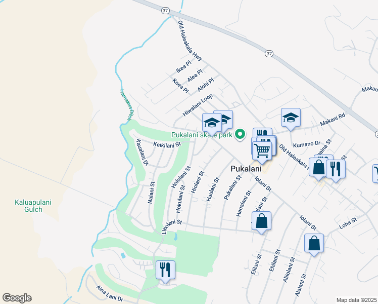 map of restaurants, bars, coffee shops, grocery stores, and more near 196 Hololani Street in Makawao