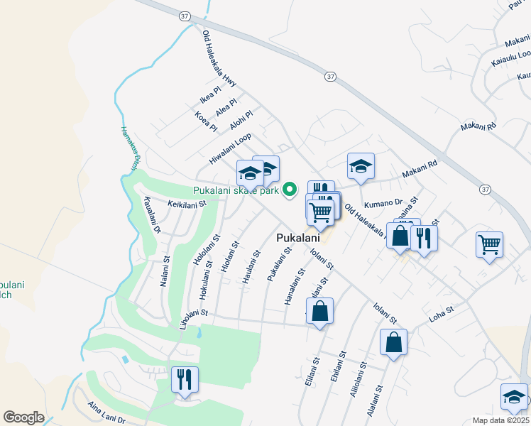 map of restaurants, bars, coffee shops, grocery stores, and more near 2964 Iolani Street in Makawao