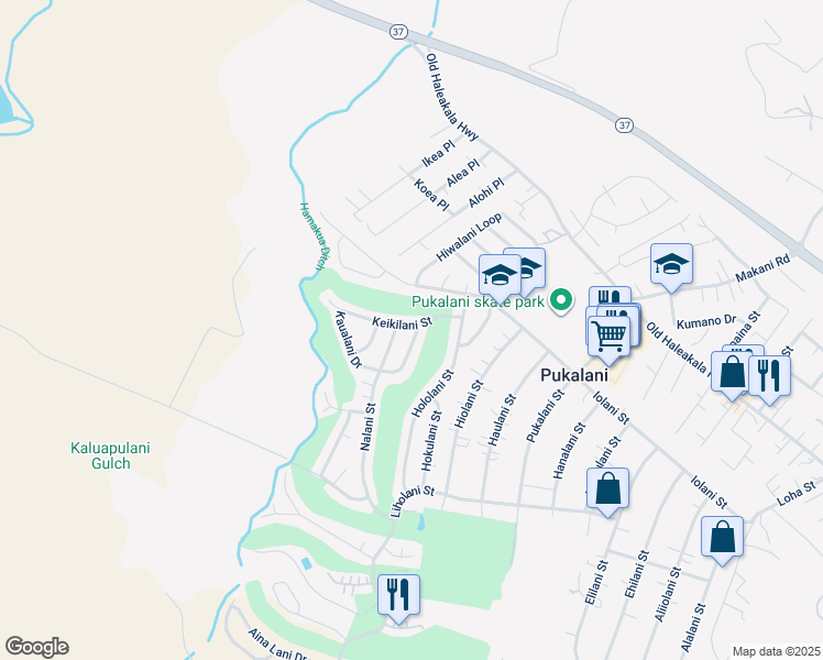 map of restaurants, bars, coffee shops, grocery stores, and more near 2770 Keikilani Street in Makawao
