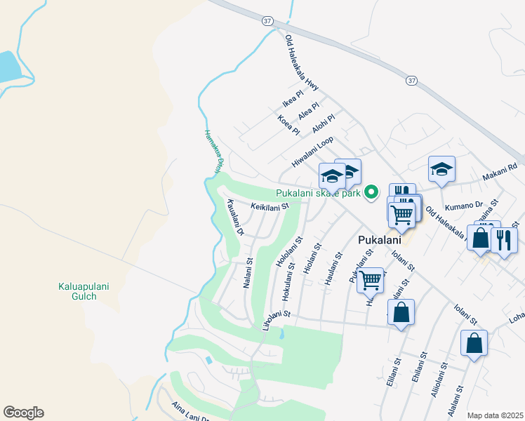 map of restaurants, bars, coffee shops, grocery stores, and more near 2750 Keikilani Street in Makawao